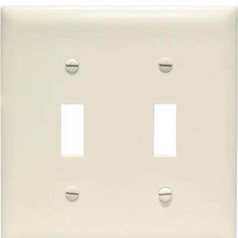 Electrical * | Legrand Fire Sale 2-Toggle Opening Nylon Wall Plate, Light Almond