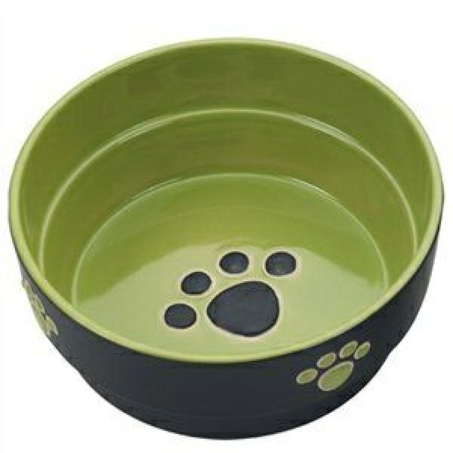 Pet Supplies * | Spot Unique Fresco Dog Dish, Green Stoneware, 7-In.