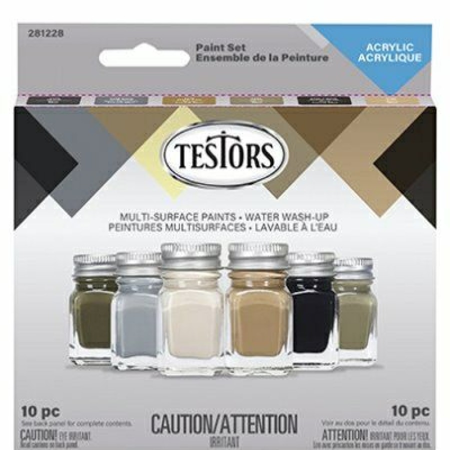 Holiday & Seasonal * | Testors Cheaper 6-Color Acrylic Paint Set & Brushes, Flat Colors, 1/4-Oz. Ea.