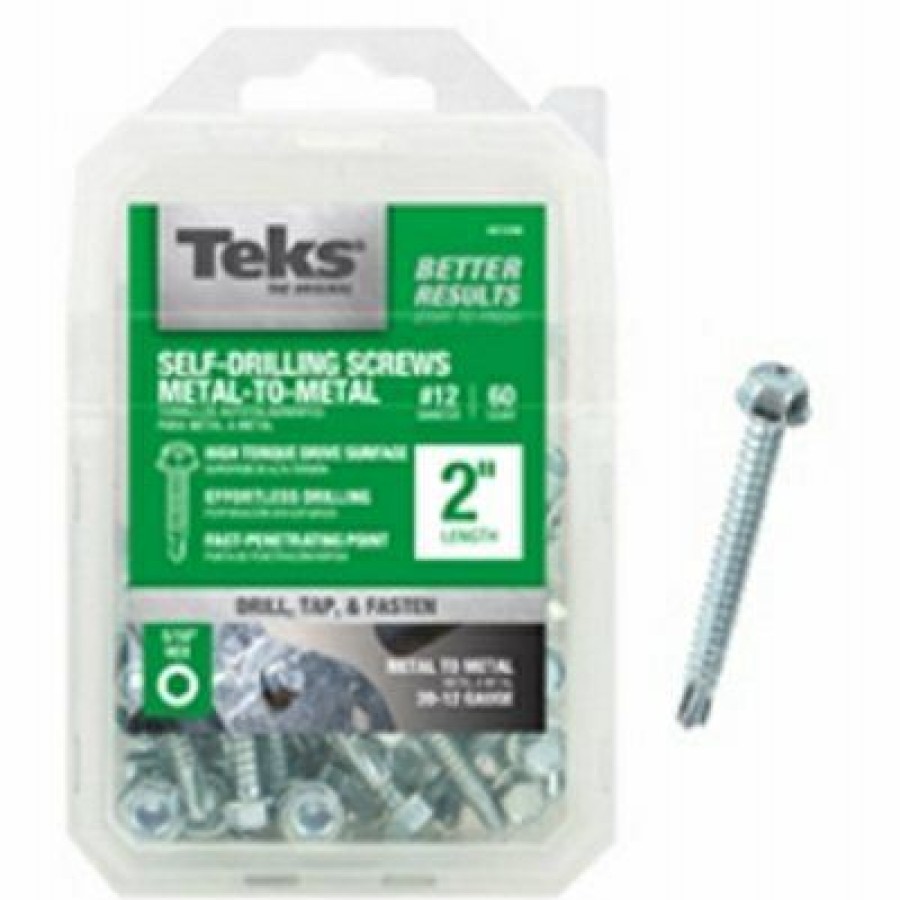 Hardware * | Teks Typical Style Self-Tapping Screw, Hex, 2-In. X #12, 60-Pk.