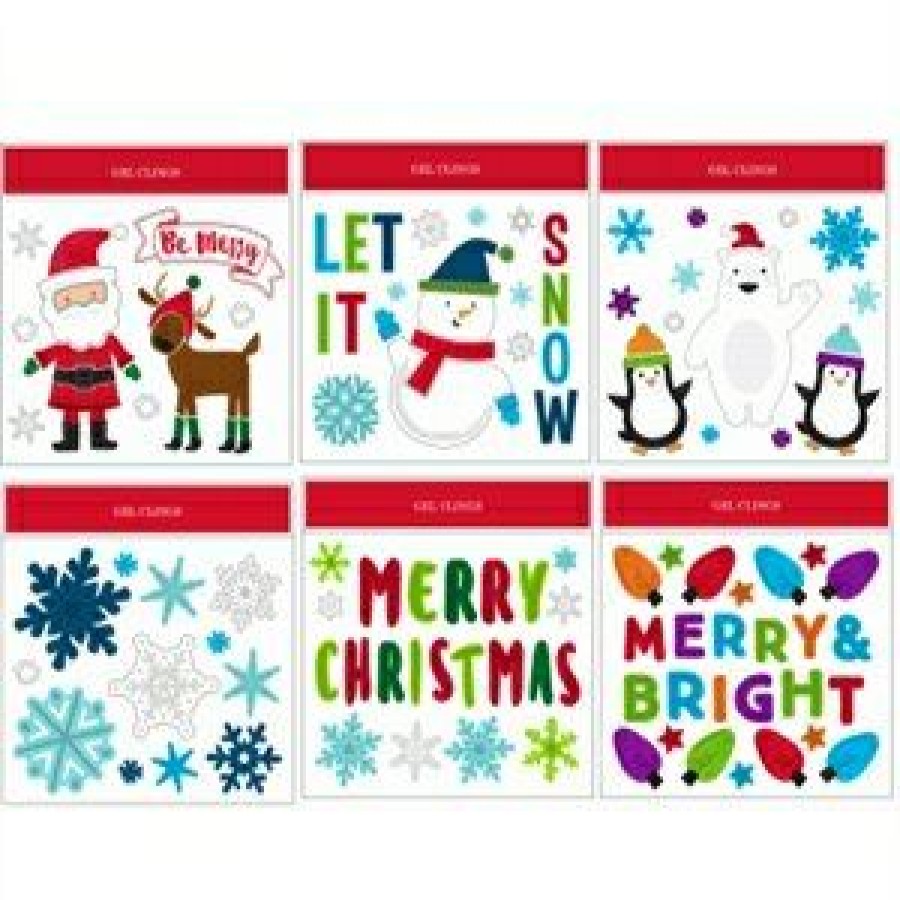 Holiday & Seasonal * | Ig Best Choice Christmas Window Clings, Assorted, 11.5 X 12-In.