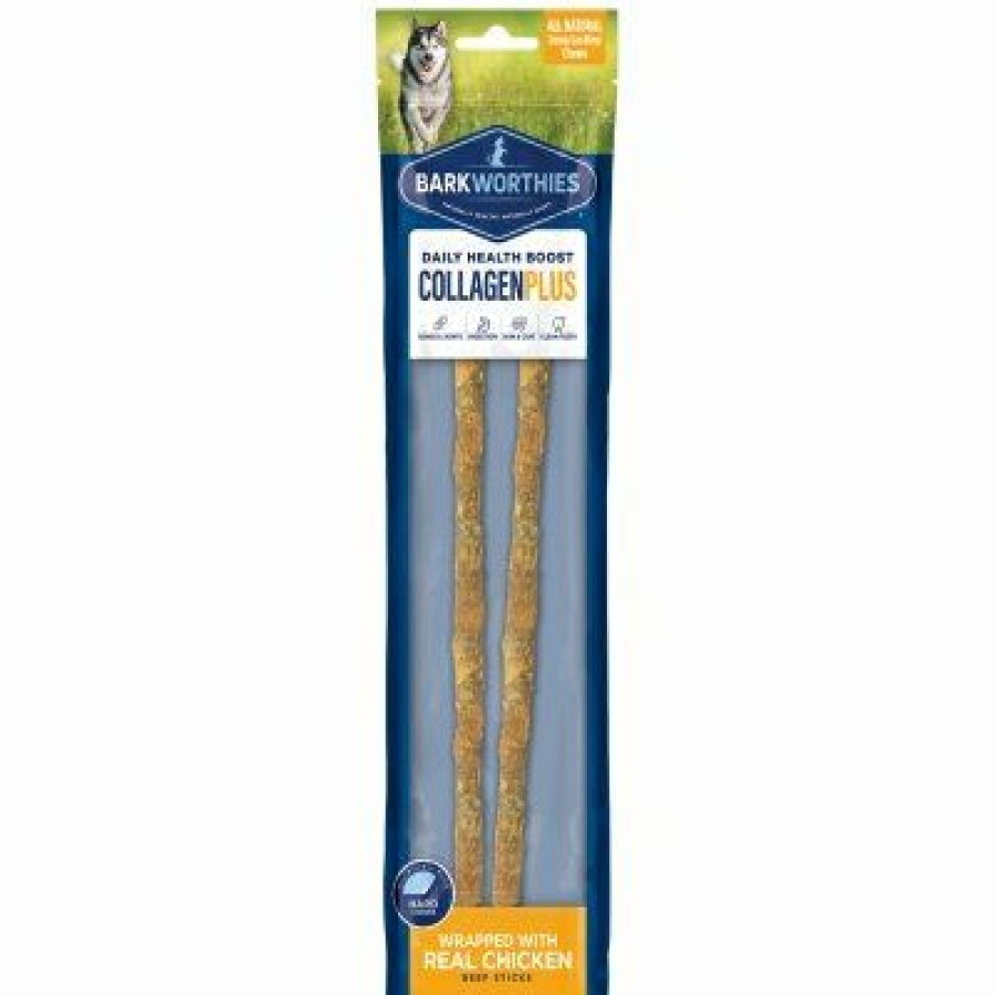 Pet Supplies * | Barkworthies Best Quality Chicken Wrapped Collagen Natural Dog Chews, 12-In., 2-Pk.