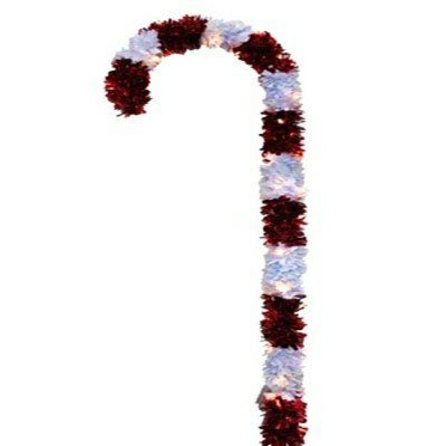 Holiday & Seasonal * | Low Price Jumbo Crystal Cut Lighted Candy Cane, Red & White, 35 Incandescent Lights & Stake