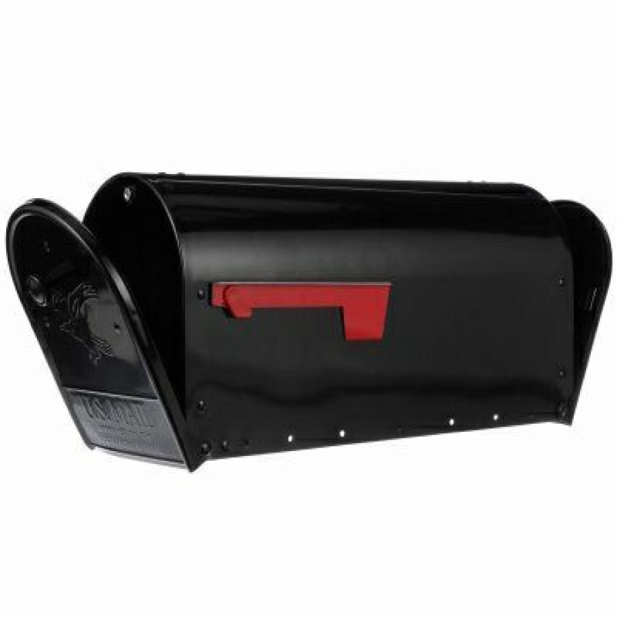 Hardware * | Gibraltar Mailboxes Low Price Outback Post-Mount Mailbox, Double Doors, Large, Black Steel