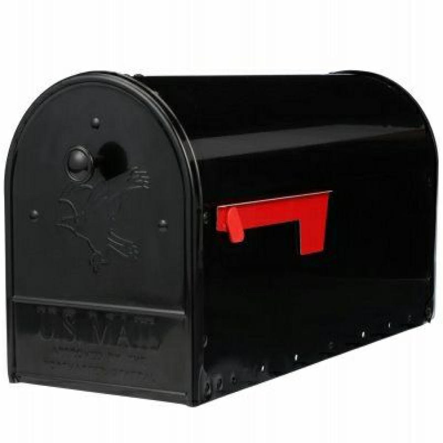 Hardware * | Gibraltar Mailboxes Low Price Outback Post-Mount Mailbox, Double Doors, Large, Black Steel