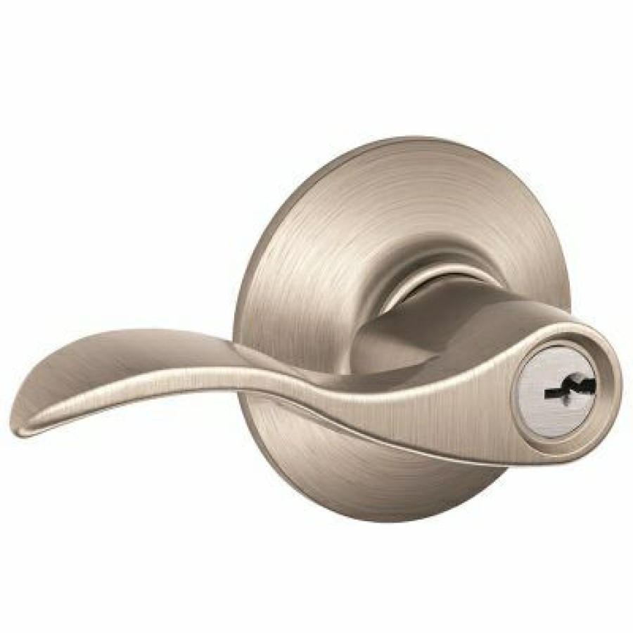 Hardware * | Schlage Best Quality Satin Nickel Accent Design Entry Lever Lockset