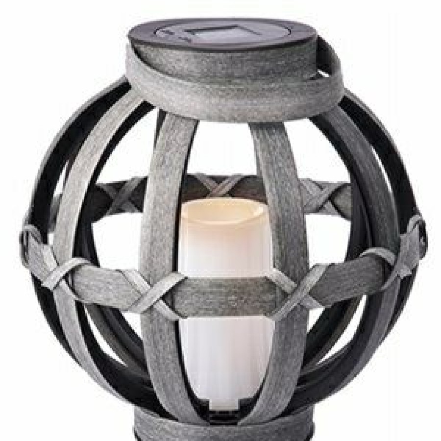 Outdoor Living & Patio * | Paradise Lighting Bestsellers Solar Patio Lantern, Plastic Drift Wood, Led Flameless Candle, 9-In.