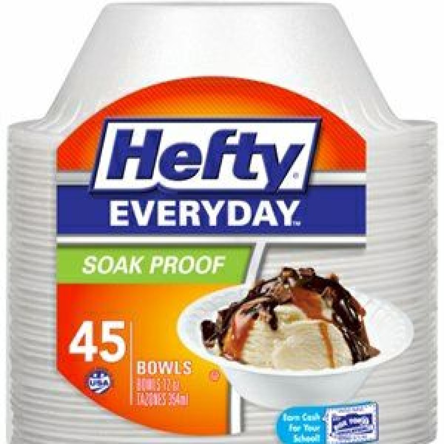 Kitchen * | Hefty Official Foam Bowls, Soak-Proof, 12-Oz., 45-Ct.