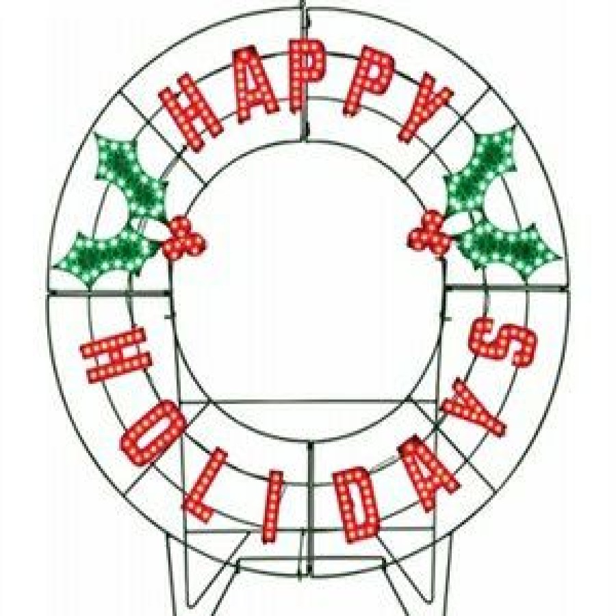 Holiday & Seasonal * | Ledup Fire Sale Led "Happy Holidays" Wreath, Outdoor, 40-In.