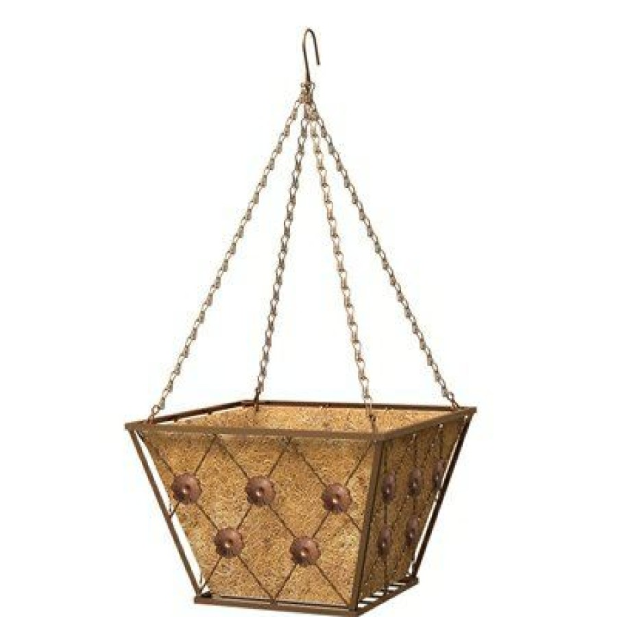 Lawn & Garden * | Green Thumb Online Hanging Basket With Coco Liner, Regency Style, Brushed Bronze, 14-In. Square